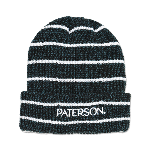 White Stripe Marled Beanie (Black) from Paterson
